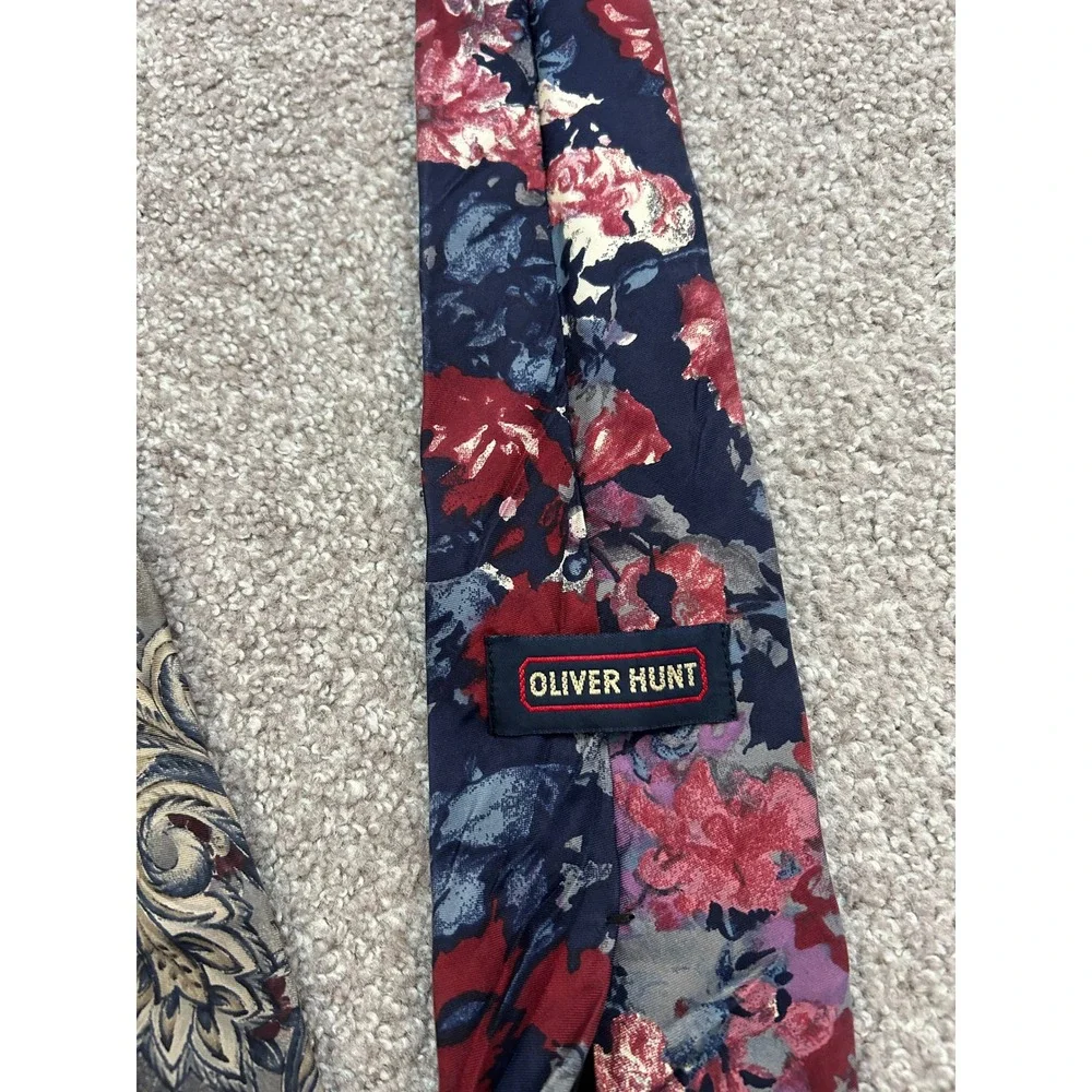 Academia Office Aesthetic Necktie 4 Lot Mens Multicolor Excellent Paisley Floral